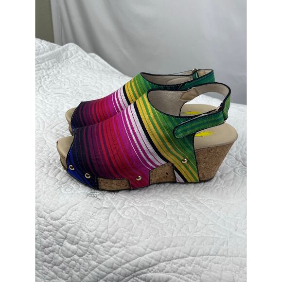 Volatile Womens 7 Multicolored Picadillo Wedge Serape Slingback Summer Sandal - Picture 10 of 12